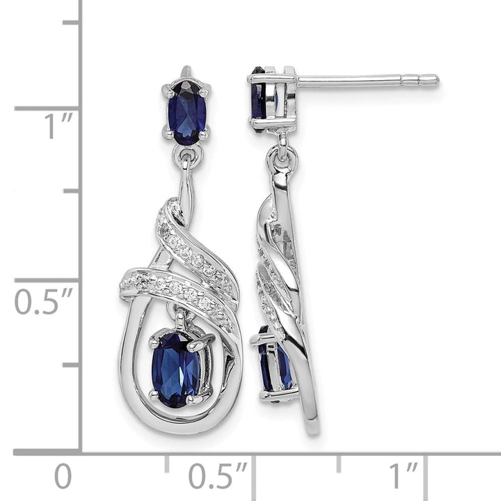 Sterling Silver Lab Created Sapphire CZ Post Earrings, view 4 of 4