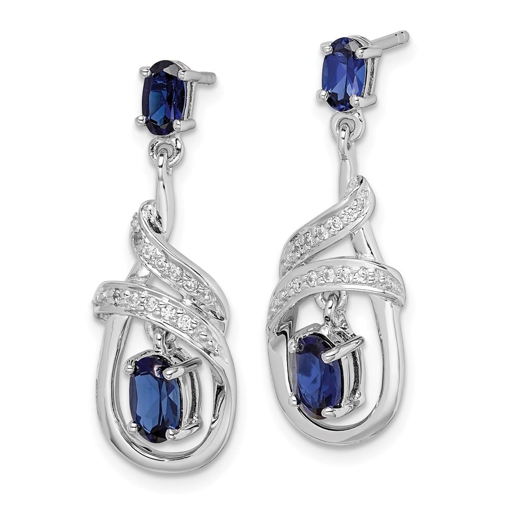 Sterling Silver Lab Created Sapphire CZ Post Earrings, view 2 of 4