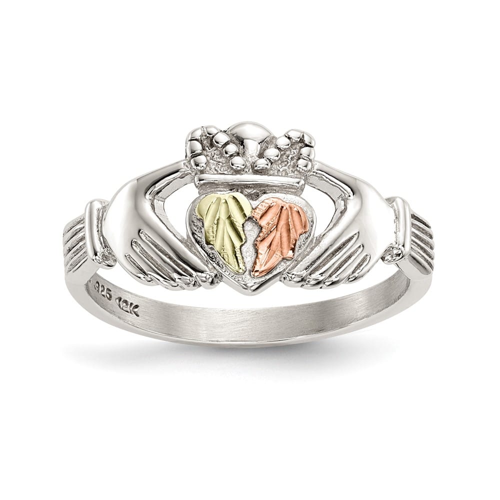 Sterling Silver Landstrom's Black Hills 12K Gold Accents Claddagh Ring Ladies Stock Size 7 Ring Are Refundable