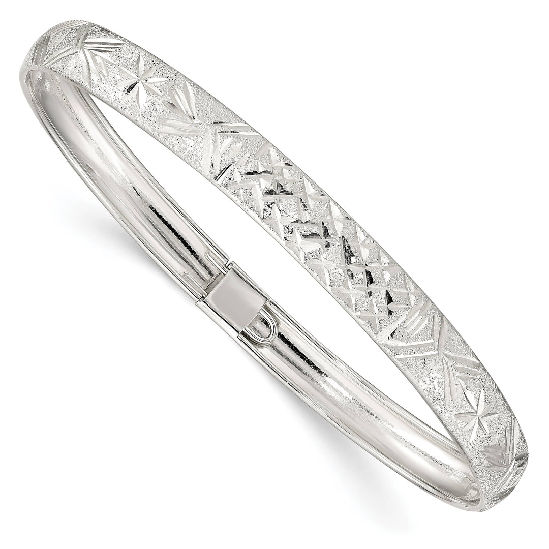 Sterling Silver Laser and D.C. 6.5mm Flexible Bangle