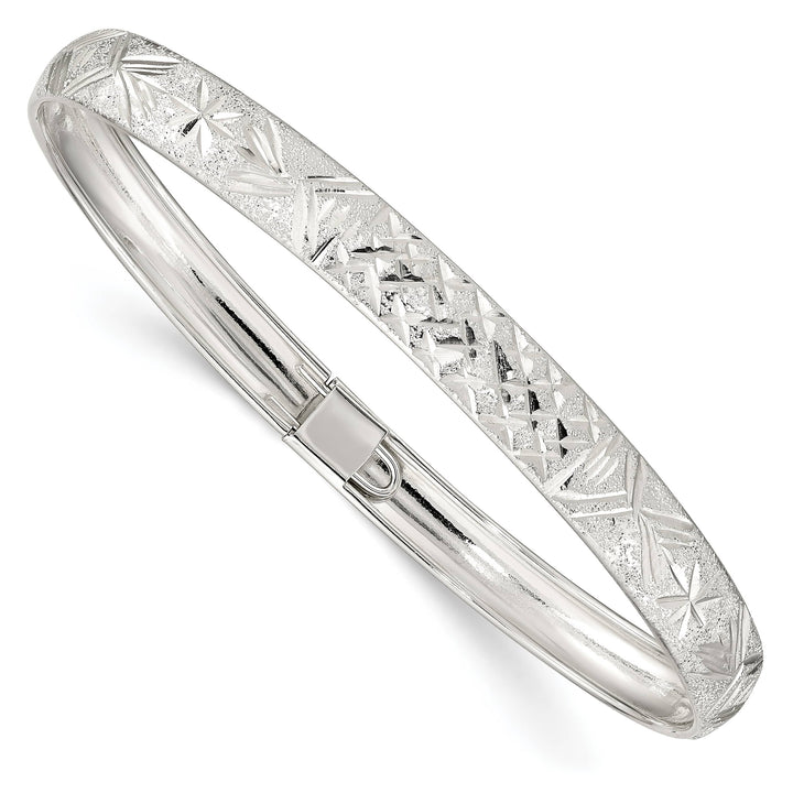 Sterling Silver Laser and D.C. 6.5mm Flexible Bangle
