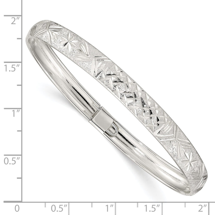 Sterling Silver Laser and D.C. 6.5mm Flexible Bangle