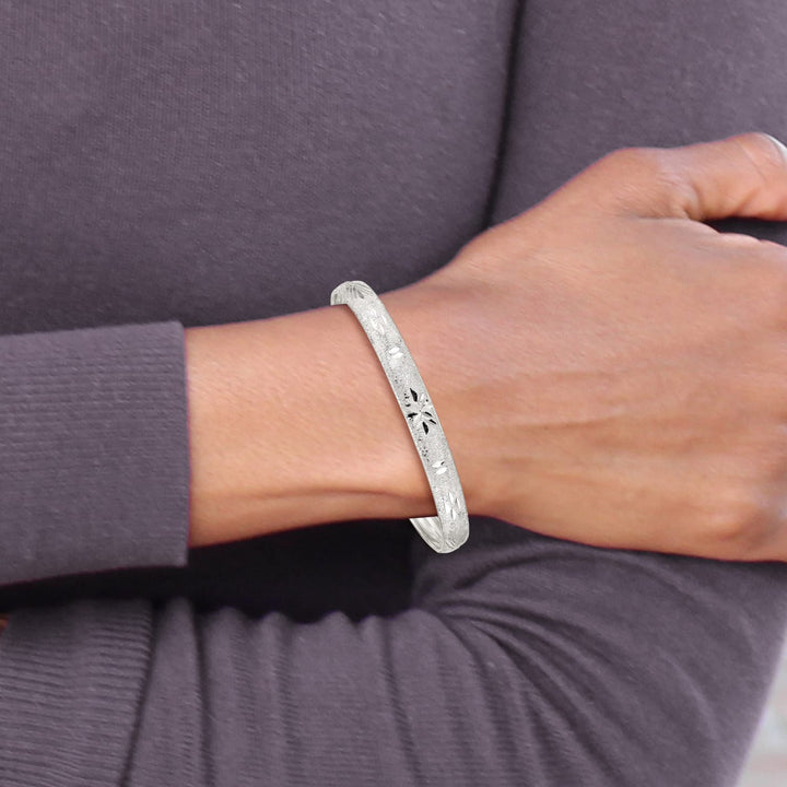 Sterling Silver Laser and D.C. 6.5mm Flexible Bangle