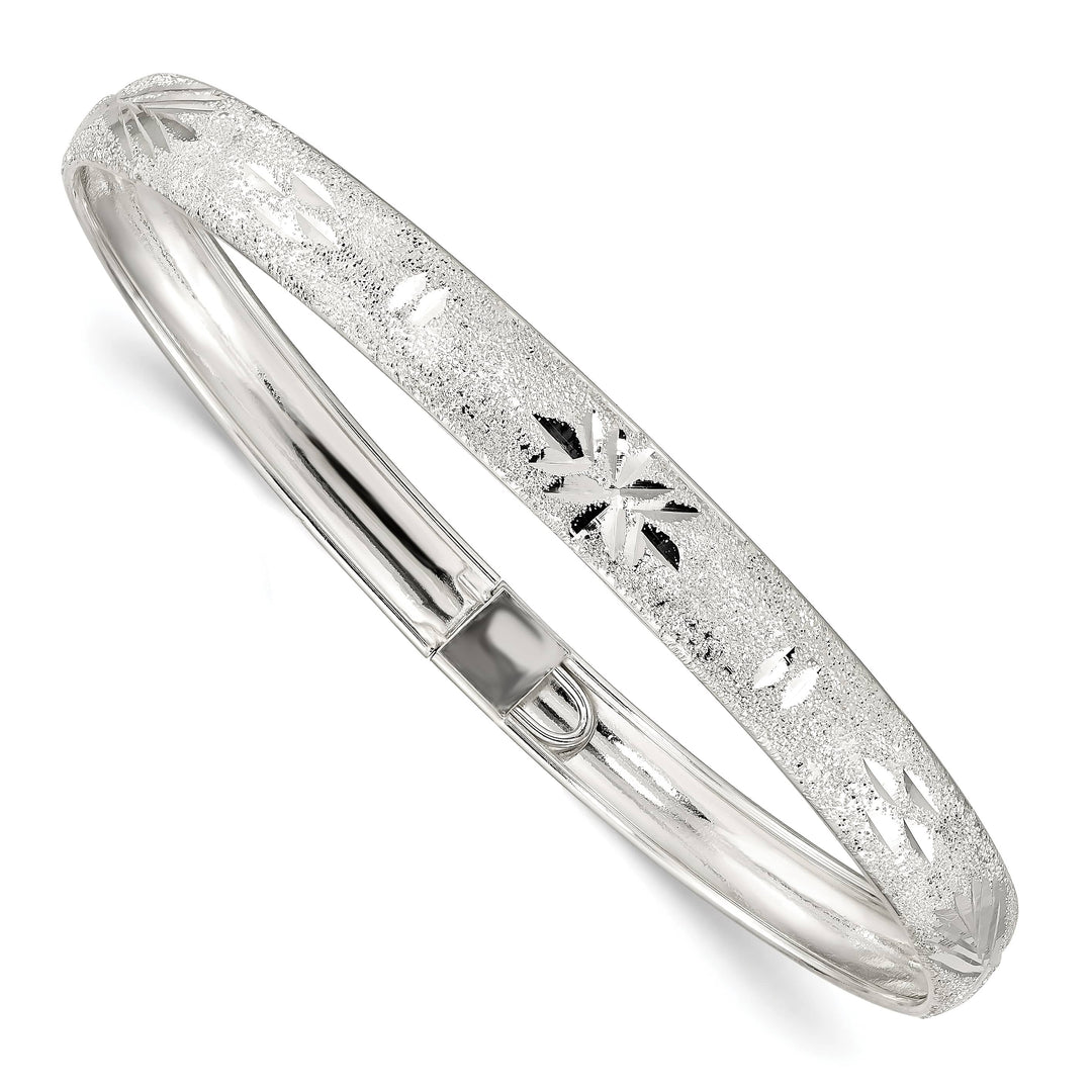 Sterling Silver Laser and D.C. 6.5mm Flexible Bangle