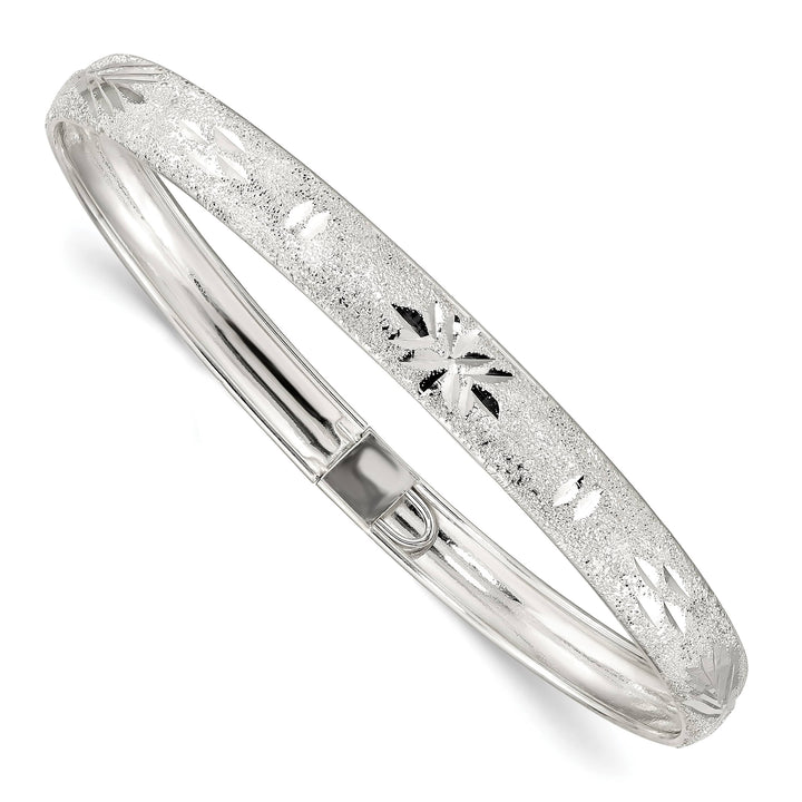 Sterling Silver Laser and D.C. 6.5mm Flexible Bangle