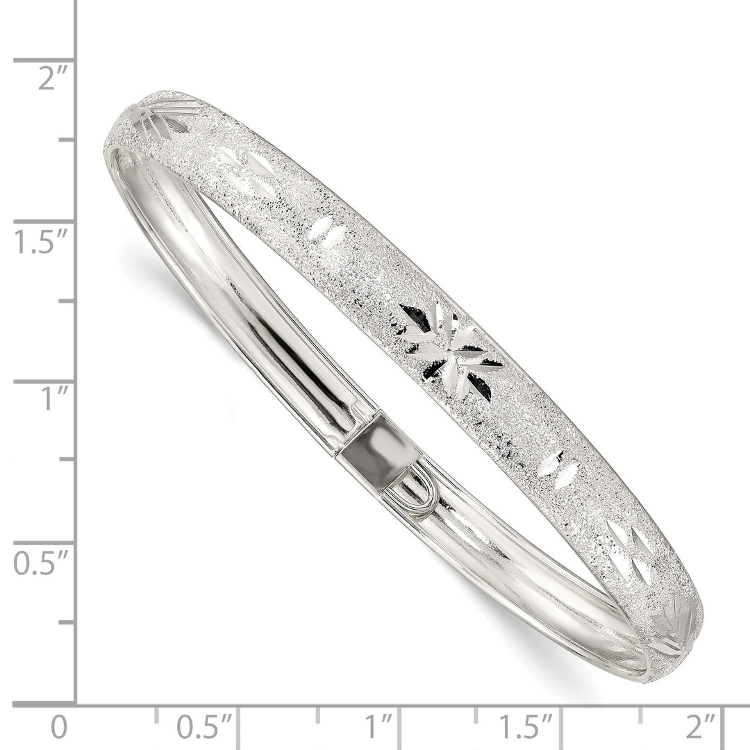Sterling Silver Laser and D.C. 6.5mm Flexible Bangle