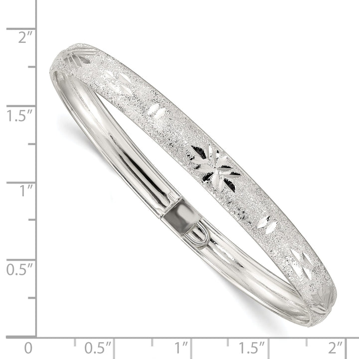 Sterling Silver Laser and D.C. 6.5mm Flexible Bangle