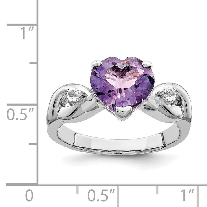 Sterling Silver Lavender CZ Heart Ring Stock Size 8 Ring Are Refundable
