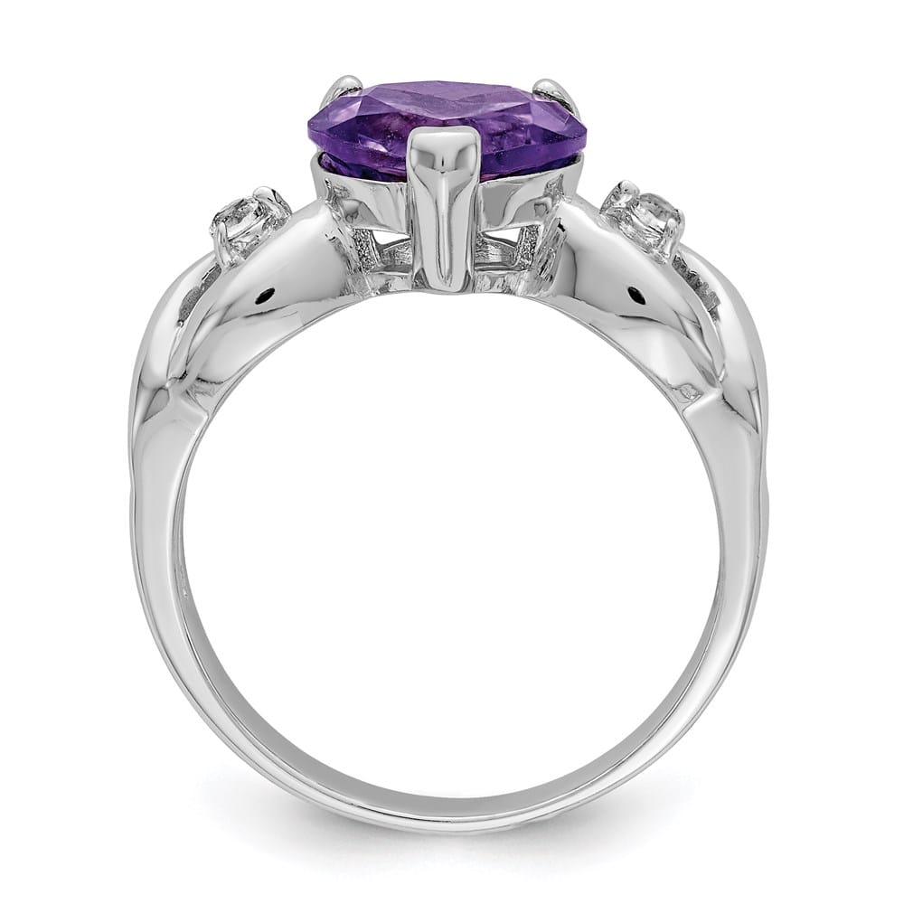 Sterling Silver Lavender CZ Heart Ring Stock Size 8 Ring Are Refundable