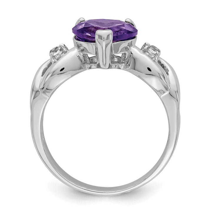 Sterling Silver Lavender CZ Heart Ring Stock Size 8 Ring Are Refundable