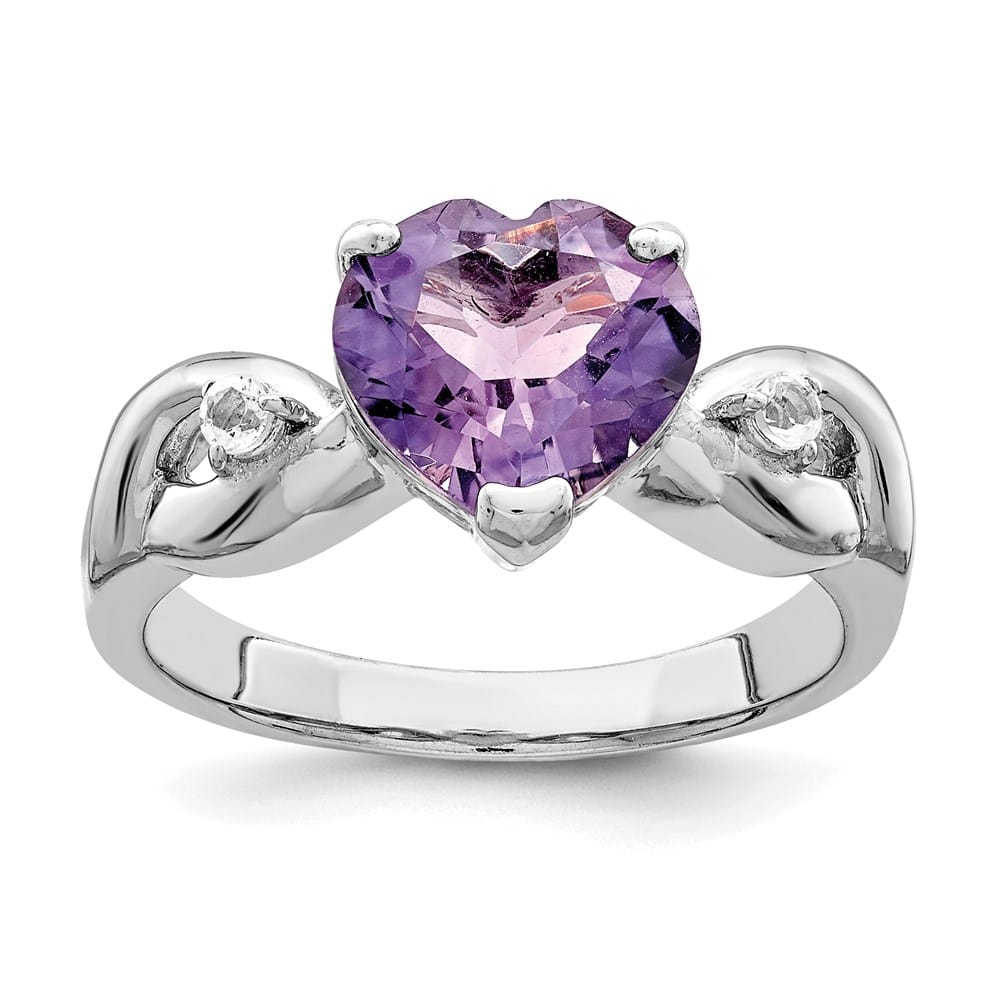 Sterling Silver Lavender CZ Heart Ring Stock Size 8 Ring Are Refundable