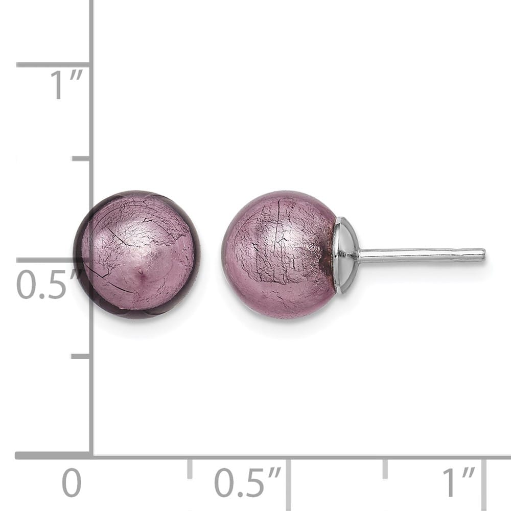 Sterling Silver Lavender Italian Murano Earrings, view 4 of 4