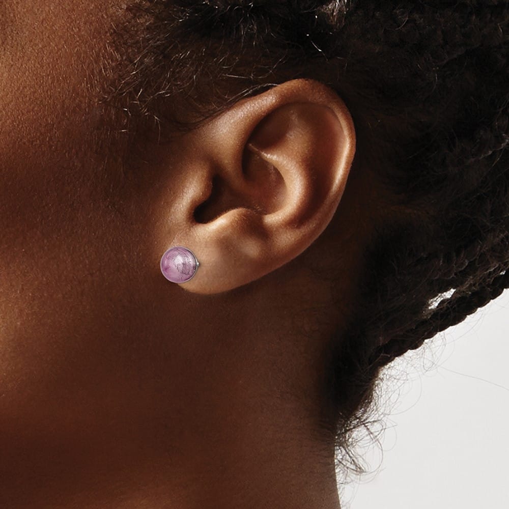 Sterling Silver Lavender Italian Murano Earrings, view 3 of 4