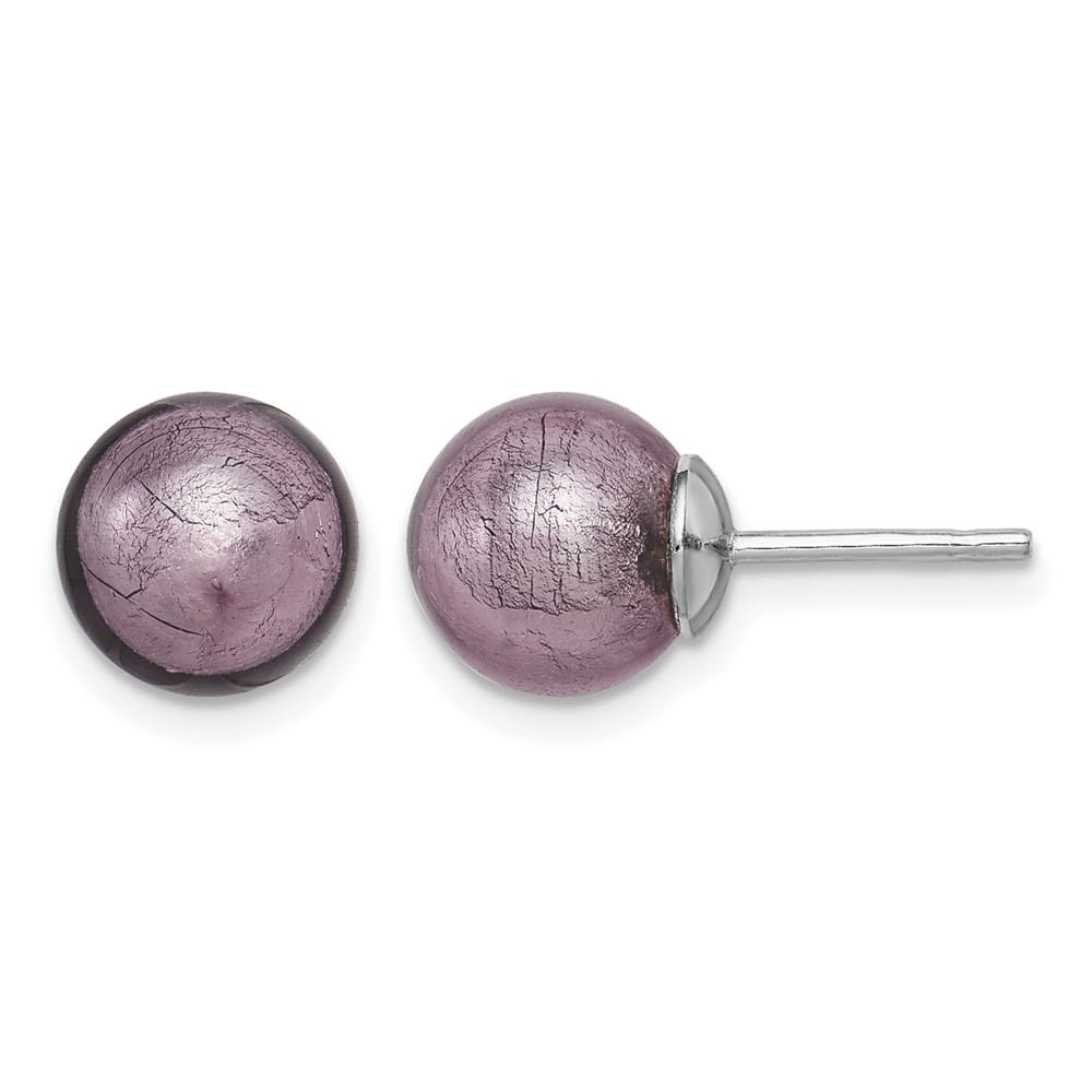Sterling Silver Lavender Italian Murano Earrings, view 1 of 4