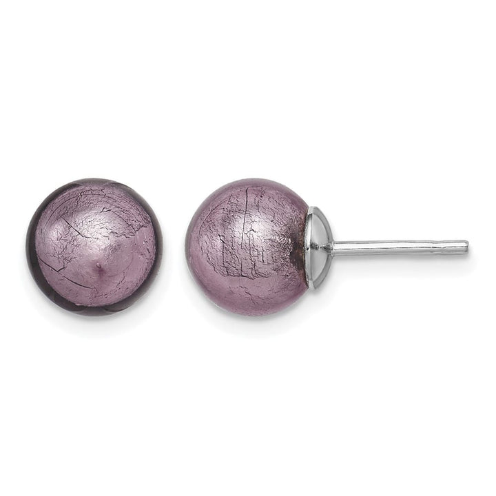 Sterling Silver Lavender Italian Murano Earrings, view 1 of 4