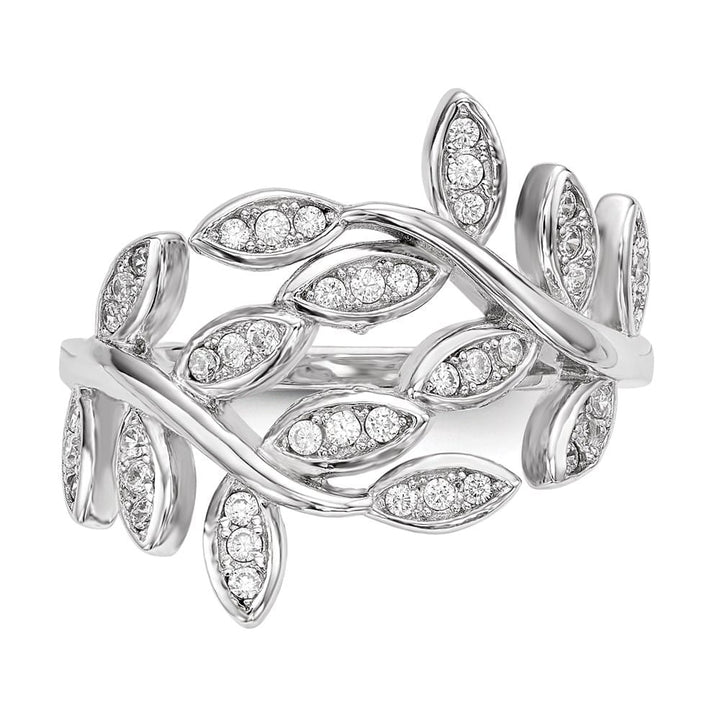 Sterling Silver Leaf CZ Ring