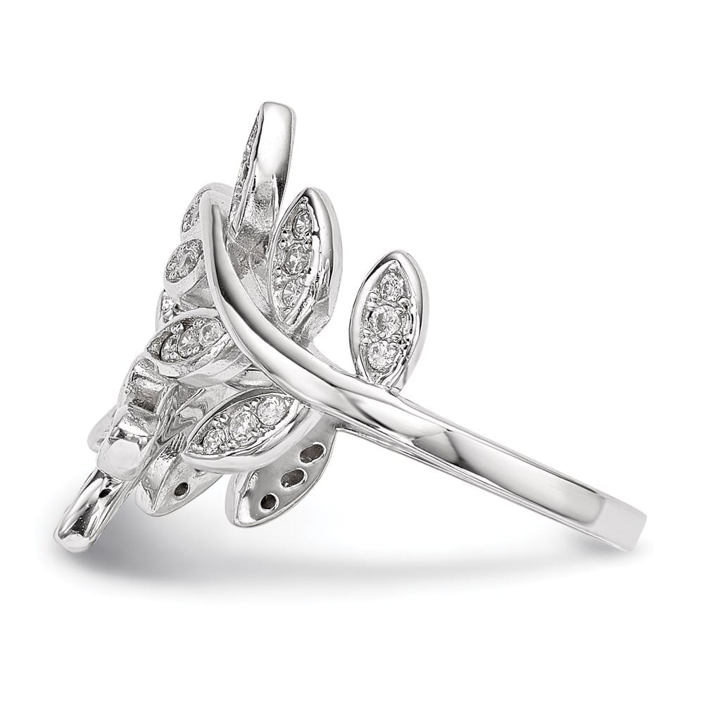 Sterling Silver Leaf CZ Ring