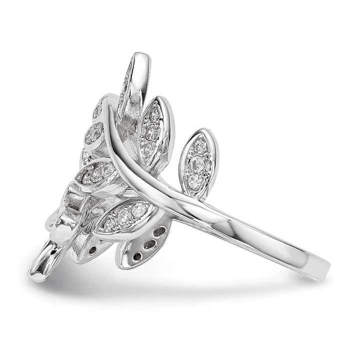 Sterling Silver Leaf CZ Ring
