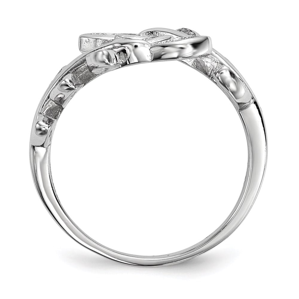 Sterling Silver Leaf CZ Ring