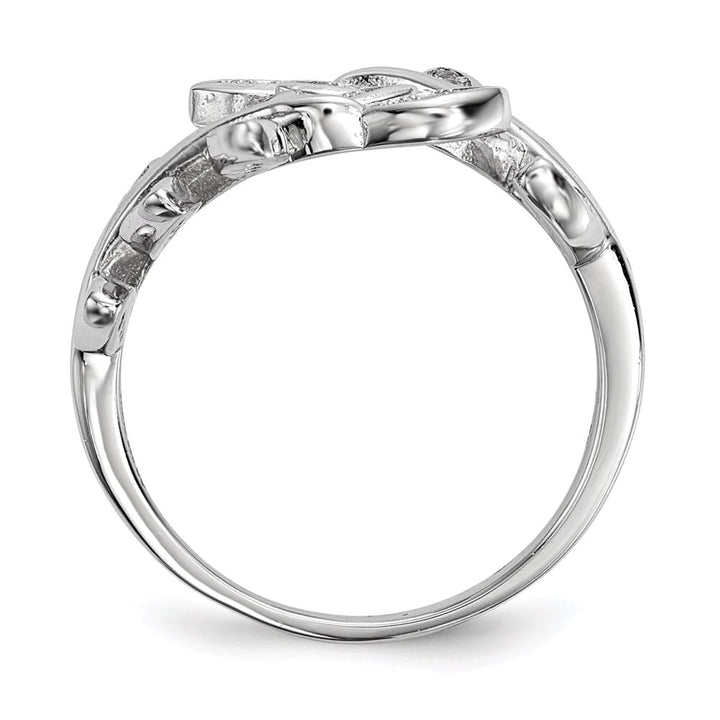 Sterling Silver Leaf CZ Ring
