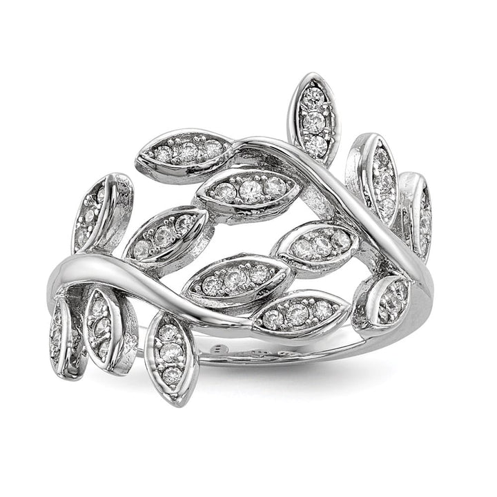 Sterling Silver Leaf CZ Ring