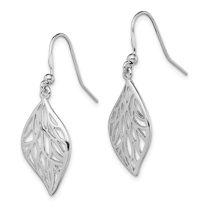 Sterling Silver Leaf Polished Dangle Earrings, view 2 of 4