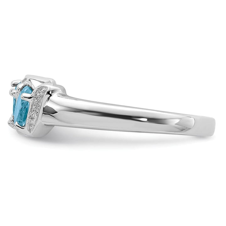 Sterling Silver Light Swiss Blue Topaz & Diamond Ring