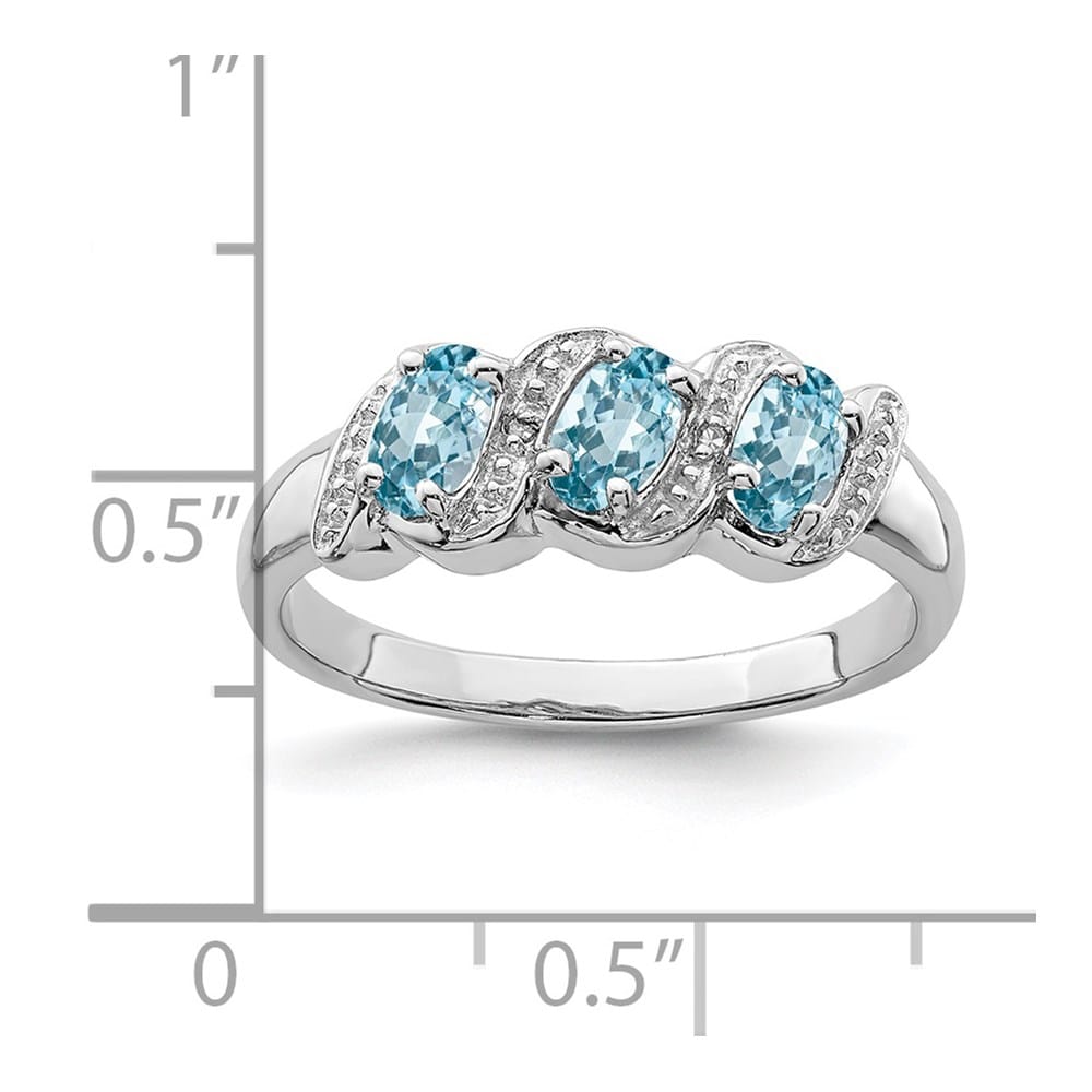 Sterling Silver Light Swiss Blue Topaz & Diamond Ring