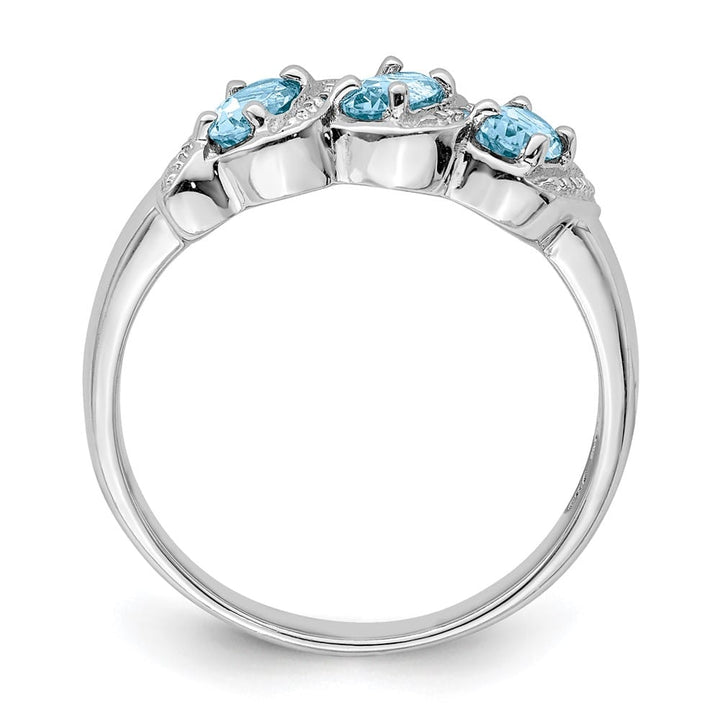 Sterling Silver Light Swiss Blue Topaz & Diamond Ring