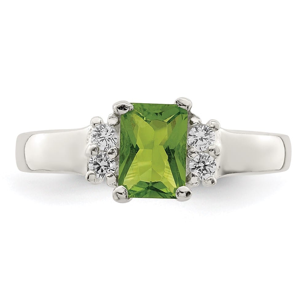 Sterling Silver Lime Green & White CZ Ring