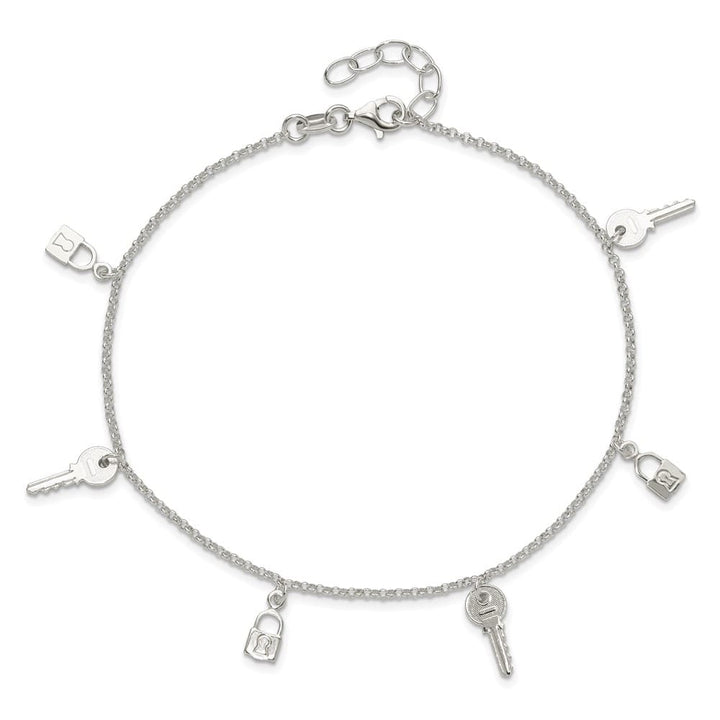 Sterling Silver Lock and Key Anklet