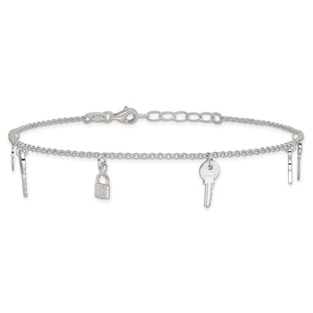 Sterling Silver Lock and Key Anklet