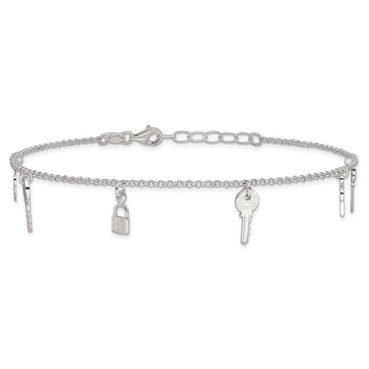 Sterling Silver Lock and Key Anklet