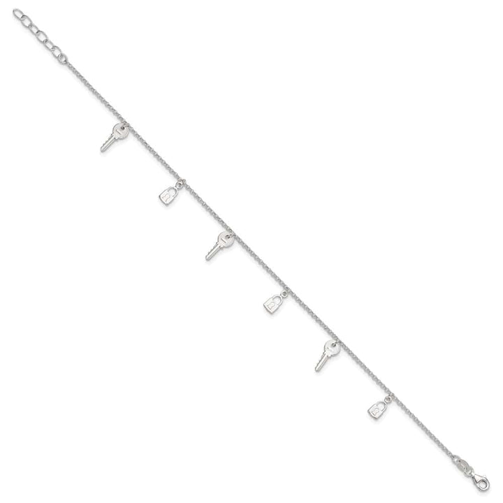 Sterling Silver Lock and Key Anklet