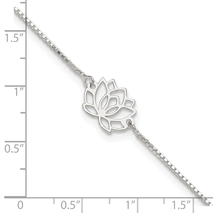 Sterling Silver Lotus with Blue Fabric Tassel Anklet