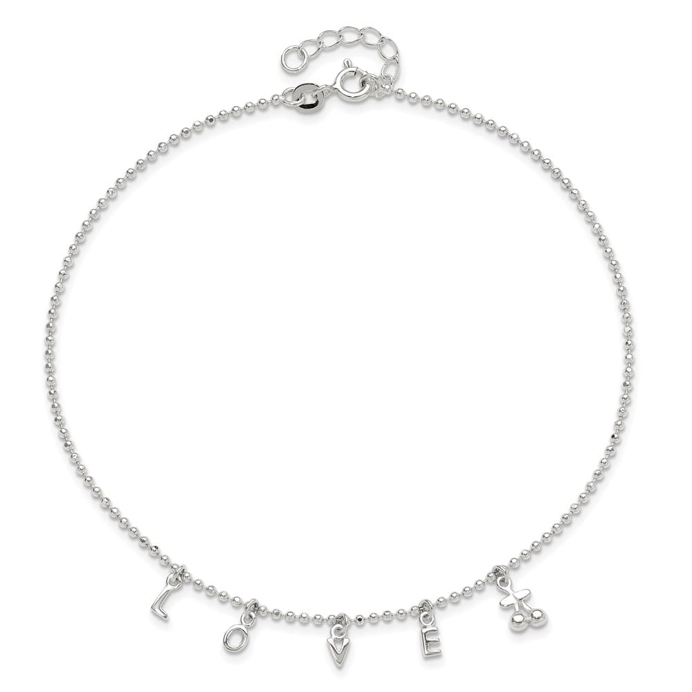 Sterling Silver Love Letters Anklet