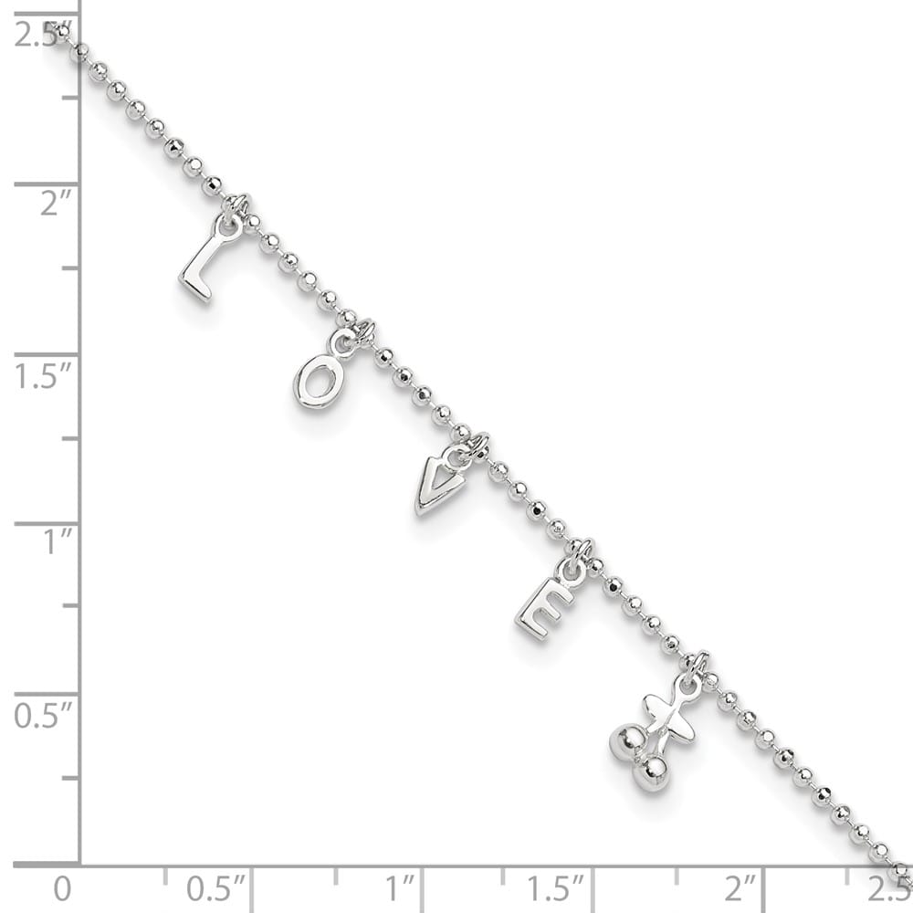 Sterling Silver Love Letters Anklet