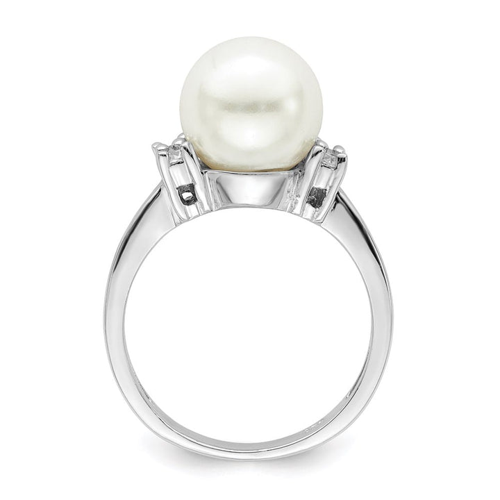 Sterling Silver Majestik 10-11 mm White Shell Pearl CZ 4-Stone Ring