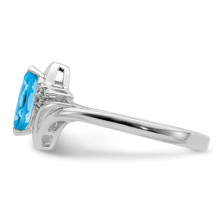 Sterling Silver Marquise Diamond & Light Blue Topaz Ring