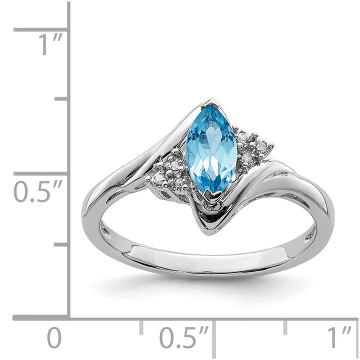 Sterling Silver Marquise Diamond & Light Blue Topaz Ring