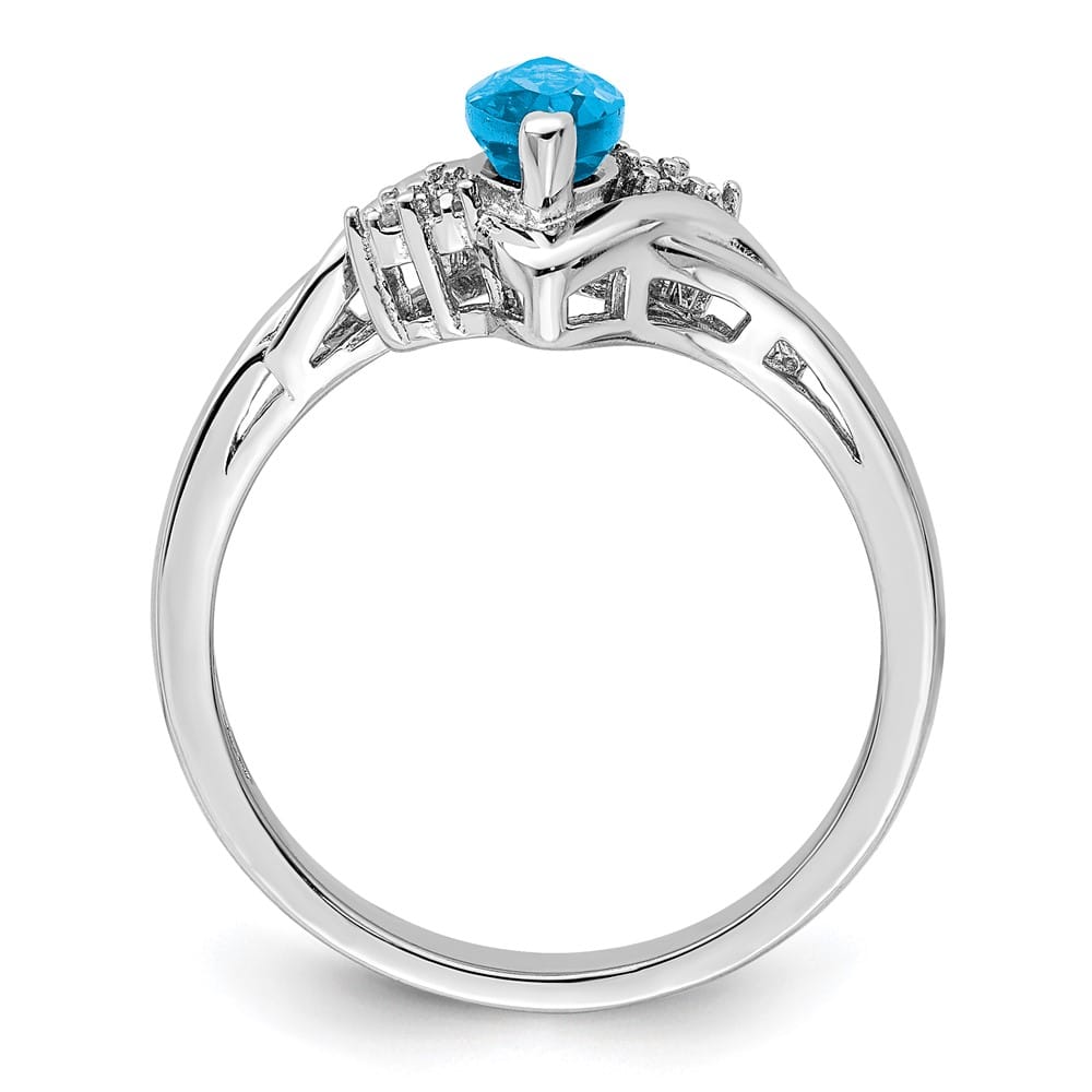 Sterling Silver Marquise Diamond & Light Blue Topaz Ring