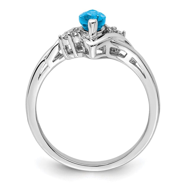 Sterling Silver Marquise Diamond & Light Blue Topaz Ring