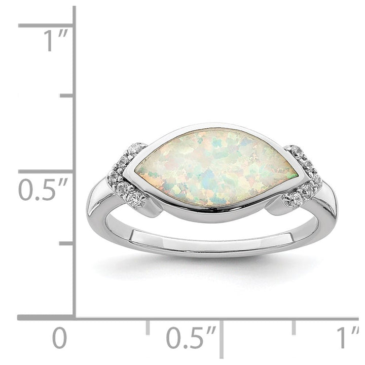 Sterling Silver Marquise Lab Created Opal & CZ Ring
