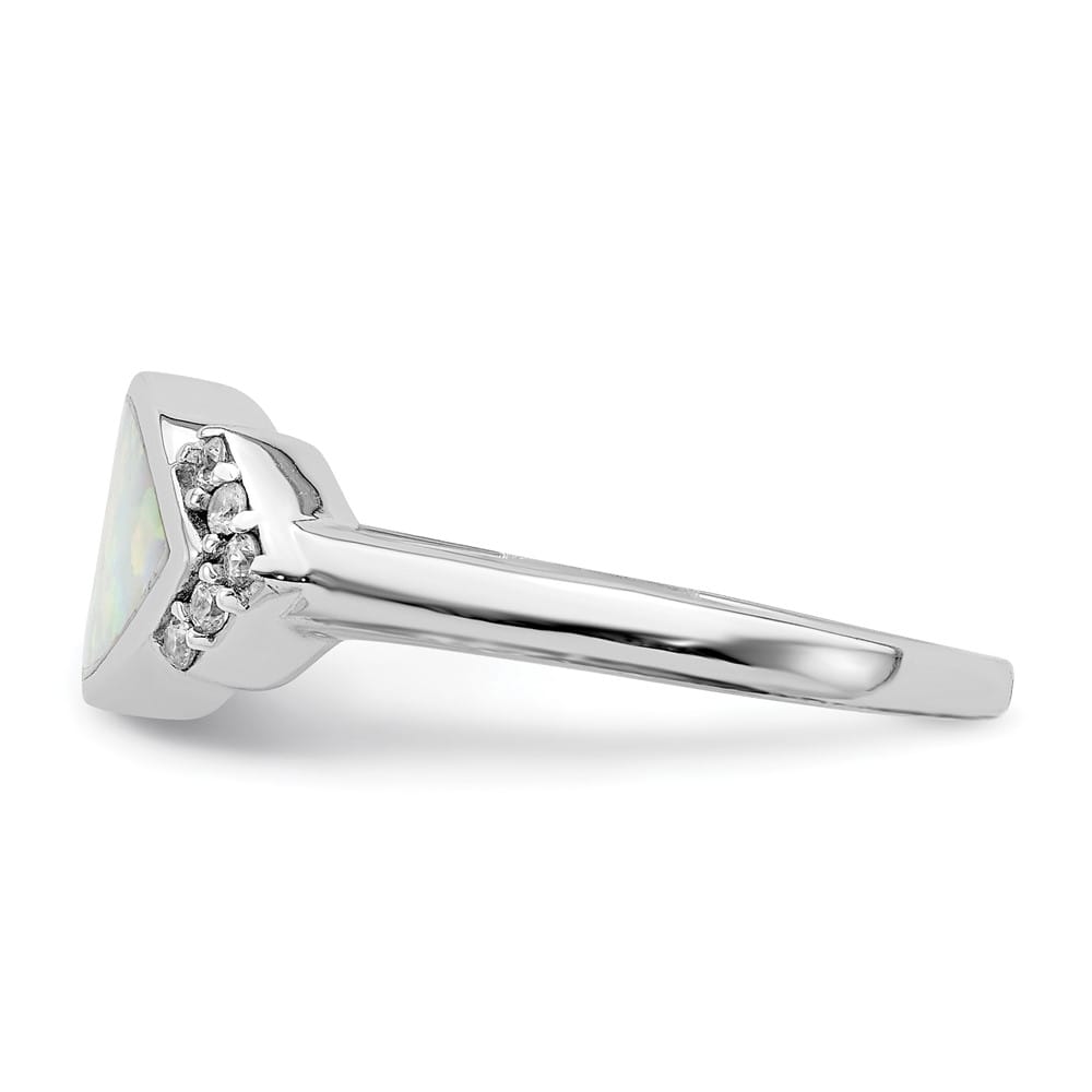 Sterling Silver Marquise Lab Created Opal & CZ Ring