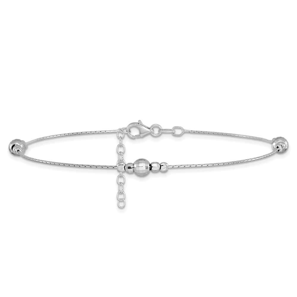 Sterling Silver Mirror Bead Anklet