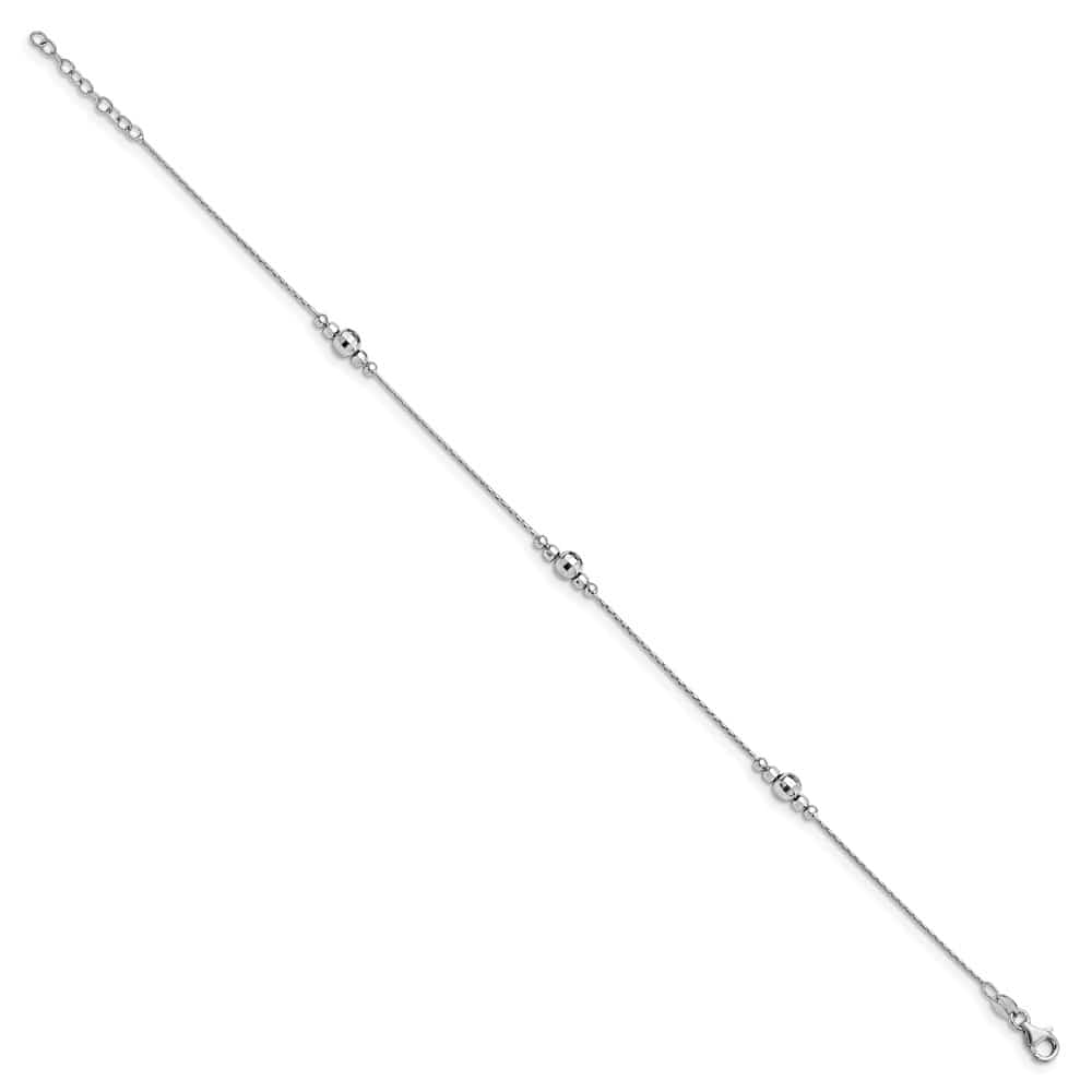 Sterling Silver Mirror Bead Anklet
