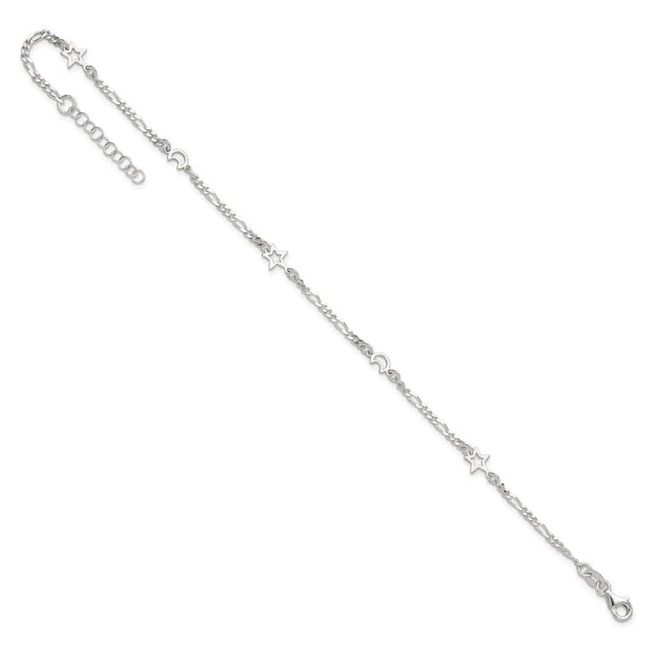 Sterling Silver Moon and Star Anklet