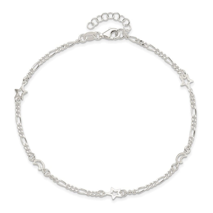 Sterling Silver Moon and Star Anklet