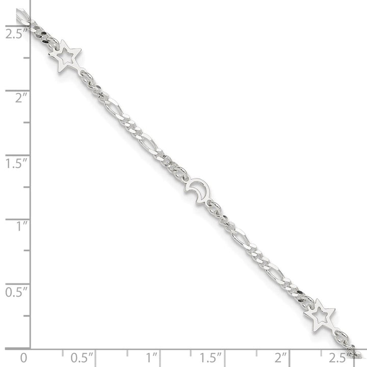 Sterling Silver Moon and Star Anklet