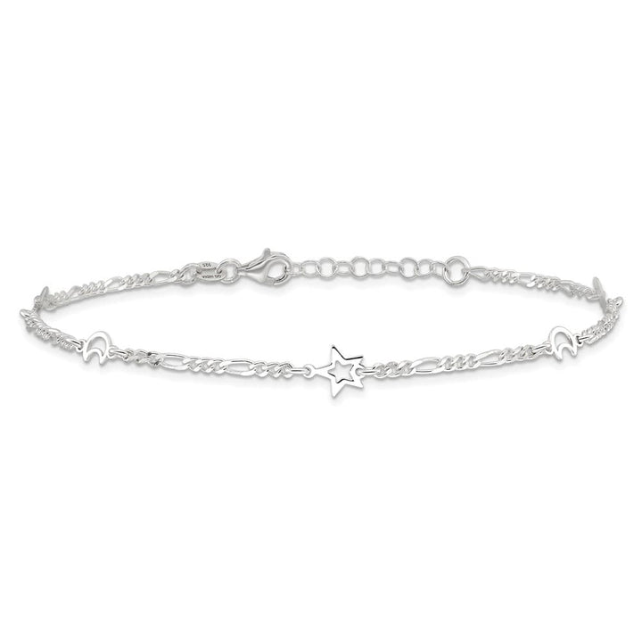 Sterling Silver Moon and Star Anklet